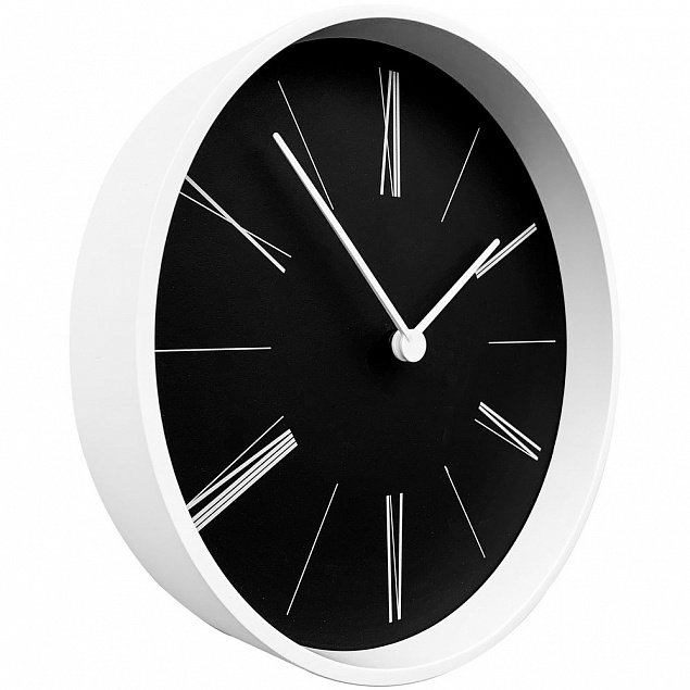 Часы настенные Baster, черные с белым с логотипом в Москве заказать по выгодной цене в кибермаркете AvroraStore