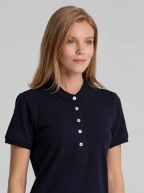 Рубашка поло женская Sunset, темно-синяя с логотипом в Москве заказать по выгодной цене в кибермаркете AvroraStore