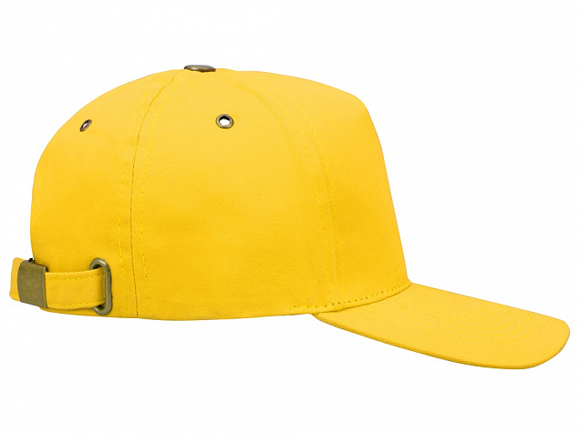 Бейсболка New York  5-ти панельная  с металлической застежкой и фурнитурой, желтый с логотипом в Москве заказать по выгодной цене в кибермаркете AvroraStore
