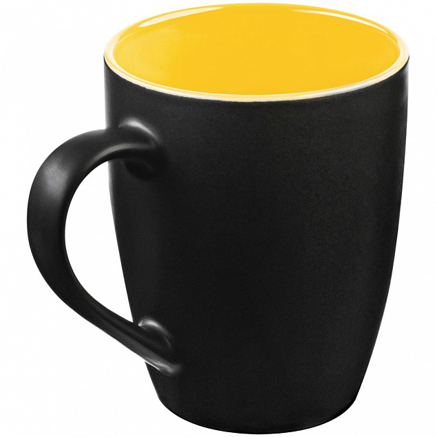 Кружка Bright Tulip, матовая, черная с желтым с логотипом  заказать по выгодной цене в кибермаркете AvroraStore