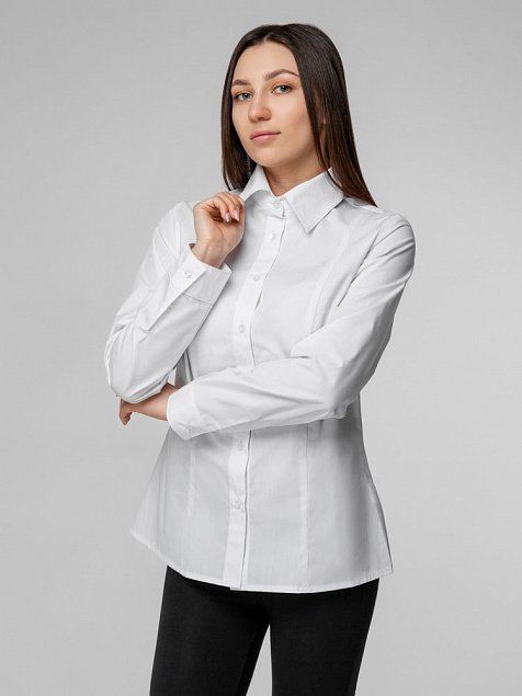 Рубашка женская с длинным рукавом Collar, белая с логотипом в Москве заказать по выгодной цене в кибермаркете AvroraStore