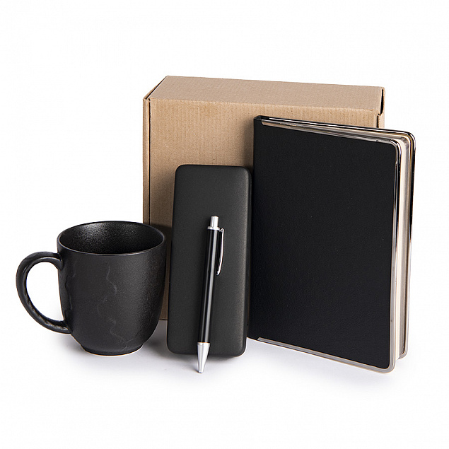 Набор подарочный AUTOGRAPH: кружка, ежедневник, ручка, футляр для ручки, стружка, коробка, черный с логотипом в Москве заказать по выгодной цене в кибермаркете AvroraStore