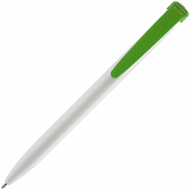 Ручка шариковая Favorite, белая с зеленым с логотипом в Москве заказать по выгодной цене в кибермаркете AvroraStore
