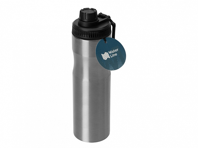 Бутылка для воды Supply Waterline, нерж сталь, 850 мл, серебристый/черный с логотипом в Москве заказать по выгодной цене в кибермаркете AvroraStore