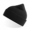 Шапка NELSON в рубчик с отворотом,100%  органический хлопок, черный с логотипом в Москве заказать по выгодной цене в кибермаркете AvroraStore