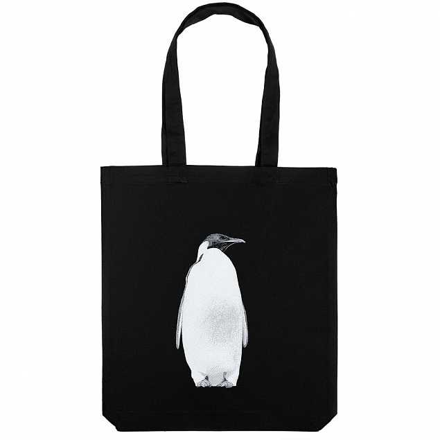 Холщовая сумка Like a Penguin, черная с логотипом в Москве заказать по выгодной цене в кибермаркете AvroraStore