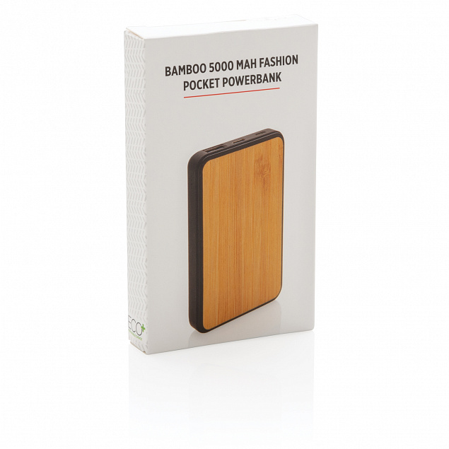 Бамбуковый карманный внешний аккумулятор Fashion, 5000 mAh с логотипом в Москве заказать по выгодной цене в кибермаркете AvroraStore