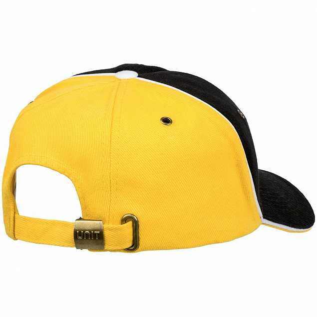 Бейсболка Unit Smart, черная со светло-желтым с логотипом  заказать по выгодной цене в кибермаркете AvroraStore