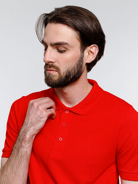 Рубашка поло мужская Adam, красная с логотипом в Москве заказать по выгодной цене в кибермаркете AvroraStore