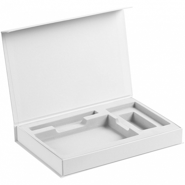 Коробка Silk с ложементом под ежедневник, аккумулятор и ручку, белая с логотипом в Москве заказать по выгодной цене в кибермаркете AvroraStore