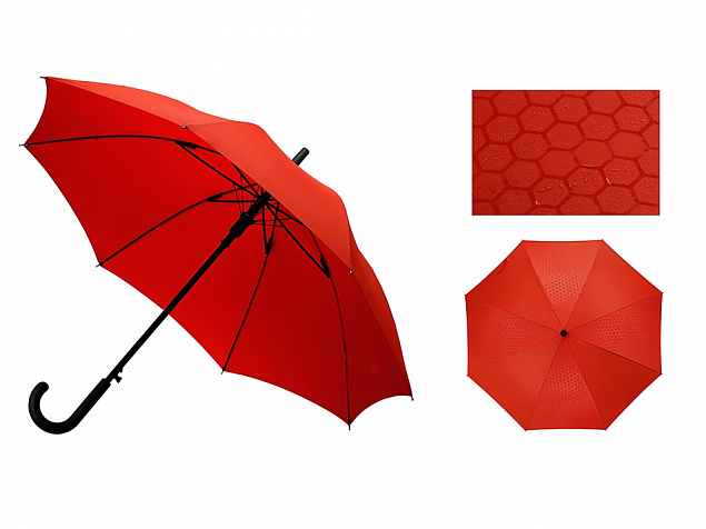 Зонт-трость полуавтомат Wetty с проявляющимся рисунком, красный с логотипом  заказать по выгодной цене в кибермаркете AvroraStore