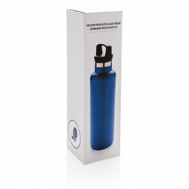 Герметичная вакуумная бутылка, синяя с логотипом в Москве заказать по выгодной цене в кибермаркете AvroraStore