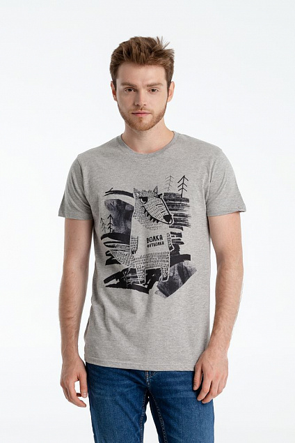 Футболка «Волка футболка», серый меланж с логотипом в Москве заказать по выгодной цене в кибермаркете AvroraStore