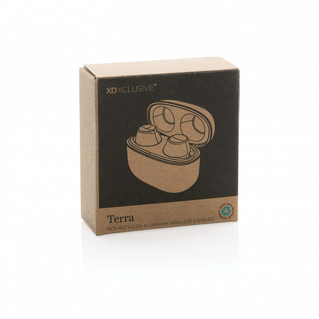Беспроводные наушники Terra из переработанного алюминия RCS с логотипом в Москве заказать по выгодной цене в кибермаркете AvroraStore