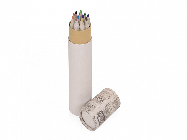 Набор цветных карандашей из газетной бумаги в тубе News с логотипом в Москве заказать по выгодной цене в кибермаркете AvroraStore