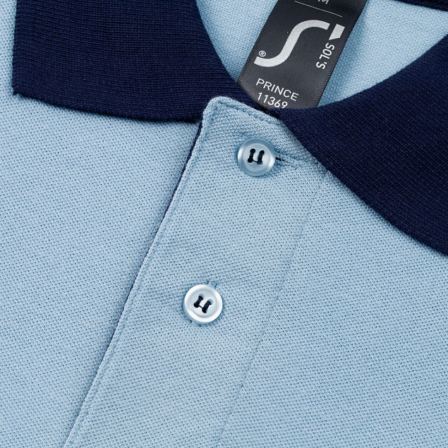 Рубашка поло Prince 190, голубая с темно-синим с логотипом в Москве заказать по выгодной цене в кибермаркете AvroraStore
