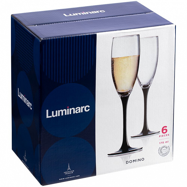 Набор бокалов для шампанского «Домино» с логотипом в Москве заказать по выгодной цене в кибермаркете AvroraStore