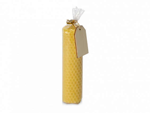 Свеча из вощины 3,5 х 12,5 см с деревянным ярлыком, желтый с логотипом в Москве заказать по выгодной цене в кибермаркете AvroraStore