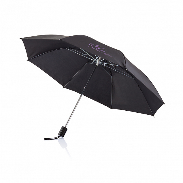 Складной зонт Deluxe 20", черный с логотипом в Москве заказать по выгодной цене в кибермаркете AvroraStore