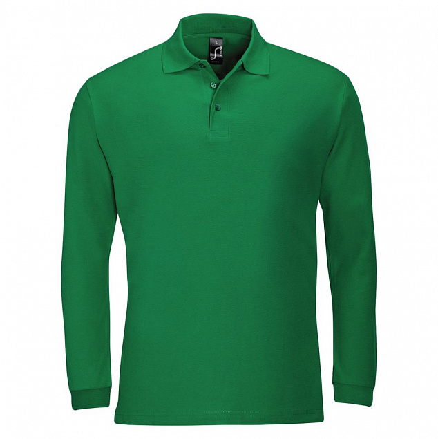Рубашка поло мужская с длинным рукавом WINTER II 210 ярко-зеленая с логотипом в Москве заказать по выгодной цене в кибермаркете AvroraStore