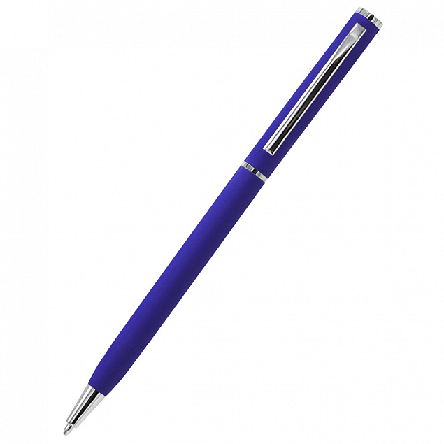 Ручка металлическая Tinny Soft софт-тач, синяя с логотипом в Москве заказать по выгодной цене в кибермаркете AvroraStore