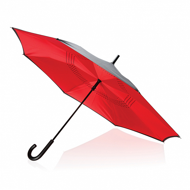 Механический двусторонний зонт 23”, красный с логотипом в Москве заказать по выгодной цене в кибермаркете AvroraStore