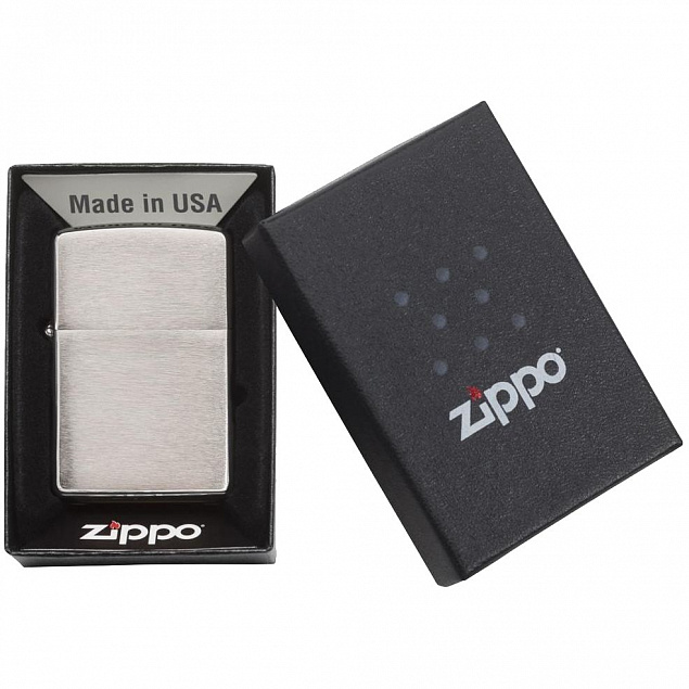 Зажигалка Zippo Classic Brushed, серебристая с логотипом в Москве заказать по выгодной цене в кибермаркете AvroraStore