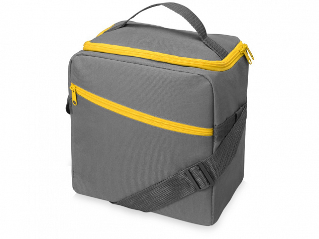 Изотермическая сумка-холодильник Classic c контрастной молнией, серый/желтый с логотипом в Москве заказать по выгодной цене в кибермаркете AvroraStore