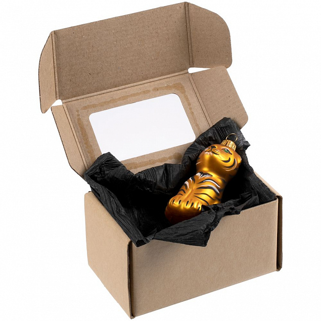 Елочная игрушка «Бенгальский тигренок» в коробке, золотой с росписью с логотипом в Москве заказать по выгодной цене в кибермаркете AvroraStore