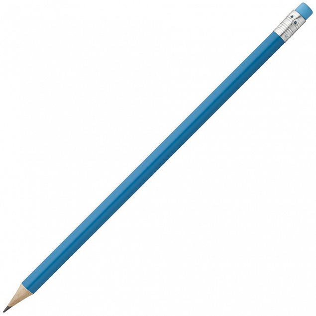 Карандаш простой Hand Friend с ластиком, голубой с логотипом в Москве заказать по выгодной цене в кибермаркете AvroraStore
