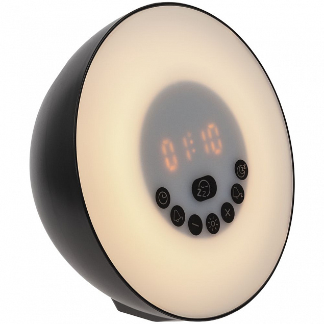 Лампа-колонка dreamTime для пробуждения светом и музыкой, черная с логотипом в Москве заказать по выгодной цене в кибермаркете AvroraStore