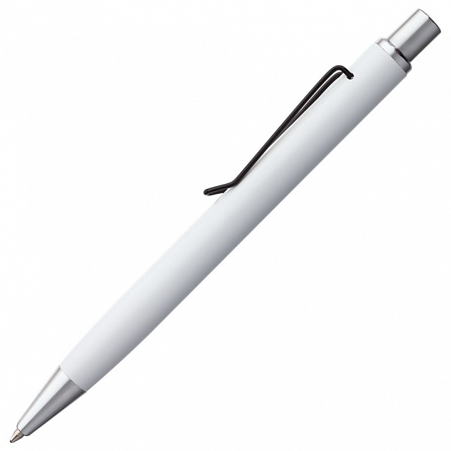 Ручка шариковая Clamp, белая с черным с логотипом в Москве заказать по выгодной цене в кибермаркете AvroraStore