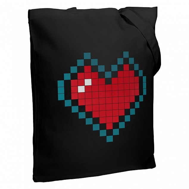 Холщовая сумка Pixel Heart, черная с логотипом в Москве заказать по выгодной цене в кибермаркете AvroraStore