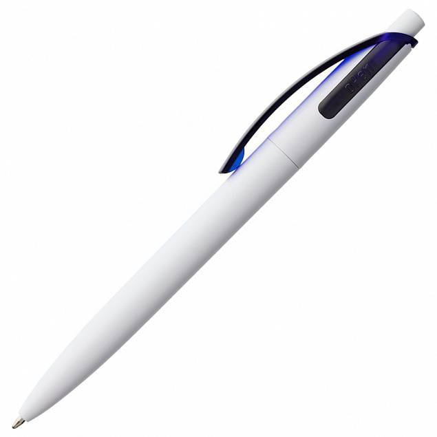 Ручка шариковая Bento, белая с синим с логотипом в Москве заказать по выгодной цене в кибермаркете AvroraStore