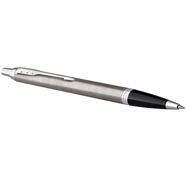 Ручка шариковая Parker IM Essential Stainless Steel CT, серебристая с черным с логотипом в Москве заказать по выгодной цене в кибермаркете AvroraStore