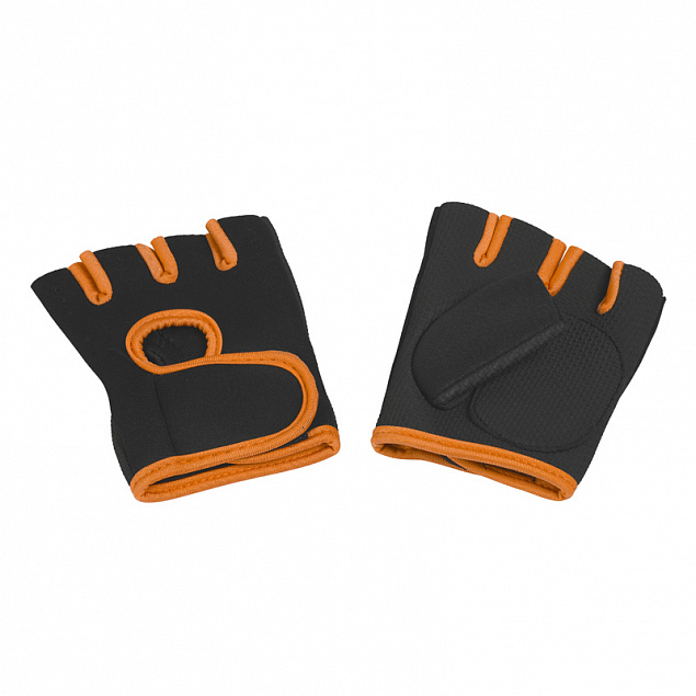 Перчатки для фитнеса "Рекорд", черный/оранжевый, размер M с логотипом в Москве заказать по выгодной цене в кибермаркете AvroraStore