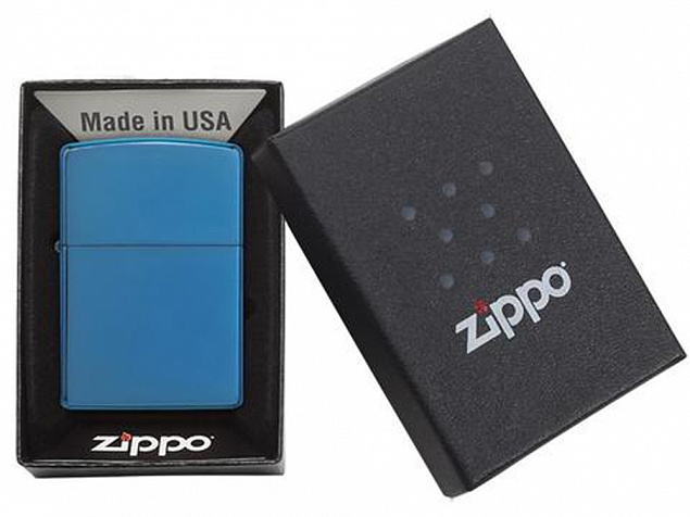 Зажигалка ZIPPO Classic с покрытием Sapphire™ с логотипом в Москве заказать по выгодной цене в кибермаркете AvroraStore