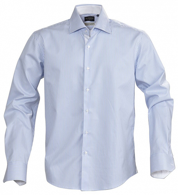 Рубашка мужская в полоску RENO, голубая с логотипом в Москве заказать по выгодной цене в кибермаркете AvroraStore
