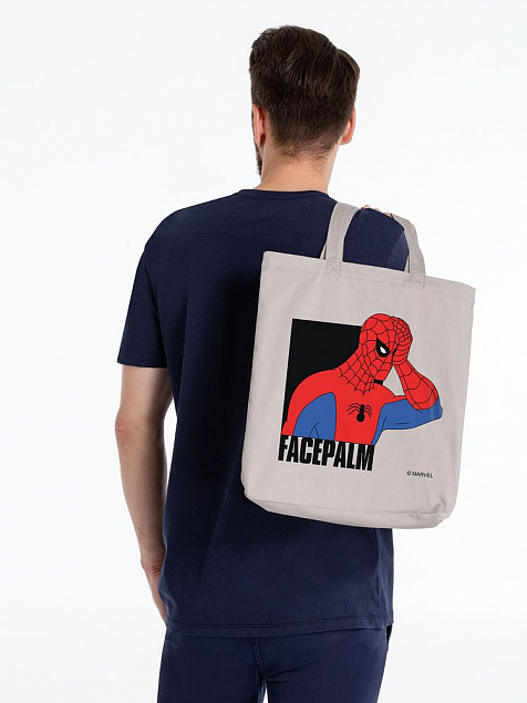 Холщовая сумка Facepalm, серая с логотипом в Москве заказать по выгодной цене в кибермаркете AvroraStore