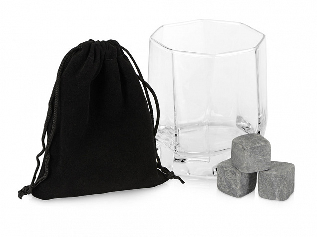 Набор для виски: 1 бокал, 3 камня, мешочек, коробка с логотипом  заказать по выгодной цене в кибермаркете AvroraStore