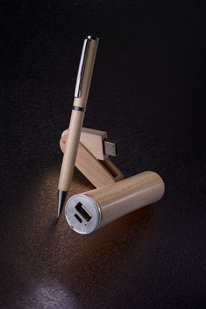 Набор Wood: аккумулятор, флешка и ручка с логотипом в Москве заказать по выгодной цене в кибермаркете AvroraStore