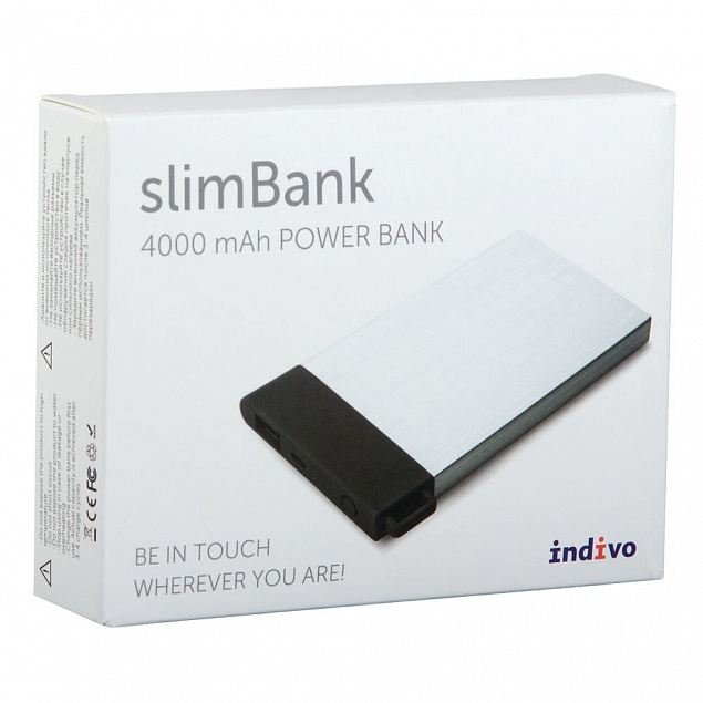 Внешний аккумулятор slimBank 4000 mAh с логотипом в Москве заказать по выгодной цене в кибермаркете AvroraStore