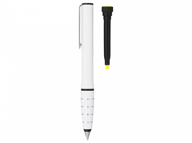 Ручка шариковая с маркером Jura, белый с логотипом в Москве заказать по выгодной цене в кибермаркете AvroraStore