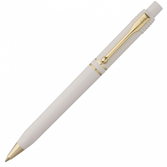 Ручка шариковая Raja Gold, белая с логотипом в Москве заказать по выгодной цене в кибермаркете AvroraStore