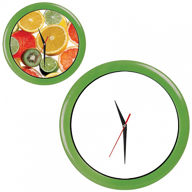 Часы настенные "ПРОМО" разборные ; зеленый яркий,  D28,5 см; пластик с логотипом в Москве заказать по выгодной цене в кибермаркете AvroraStore