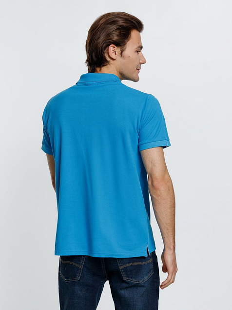 Рубашка поло мужская Virma Premium, бирюзовая с логотипом в Москве заказать по выгодной цене в кибермаркете AvroraStore