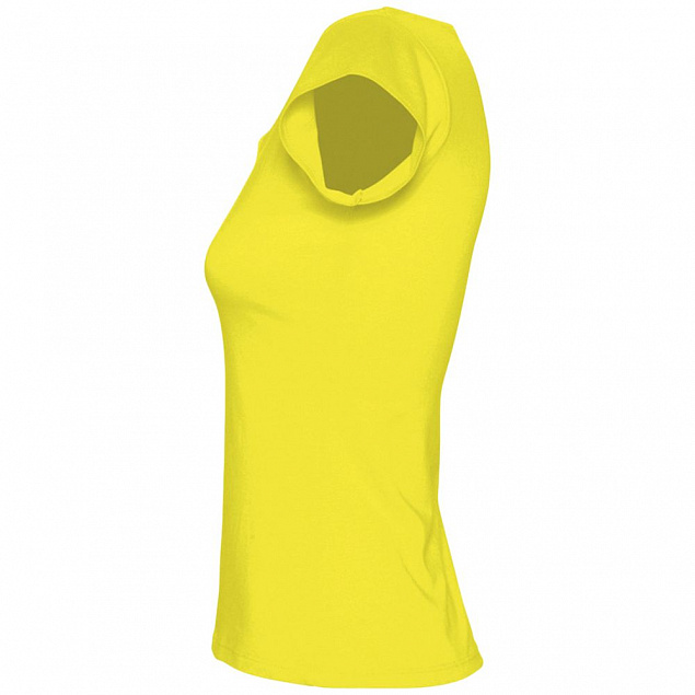 Футболка женская MELROSE 150 с глубоким вырезом, лимонно-желтая с логотипом  заказать по выгодной цене в кибермаркете AvroraStore