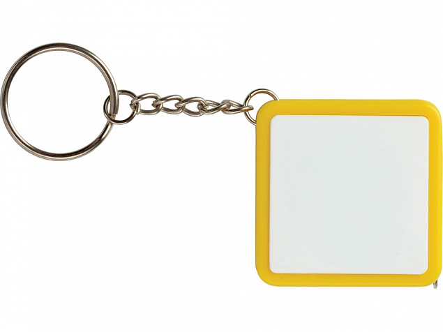 Брелок-рулетка, 1 м., белый/желтый с логотипом в Москве заказать по выгодной цене в кибермаркете AvroraStore