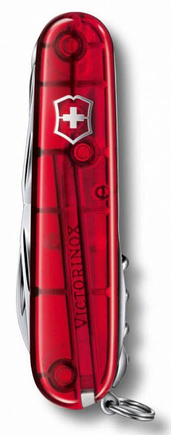 Офицерский нож Huntsman 91, прозрачный красный с логотипом в Москве заказать по выгодной цене в кибермаркете AvroraStore